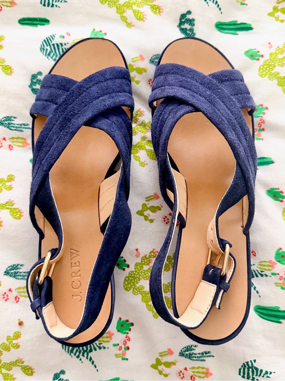 J.Crew "Marcie" Suede Platform Wedge Sandals in Navy Blue | Size 8.5